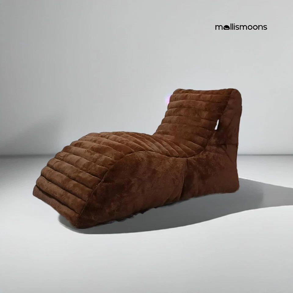 Tumbona Bolsa de Frijoles Silla Sofá Funda Sin Frijoles Imitación Piel Talla XXXL Marrón Foto 3 de 4