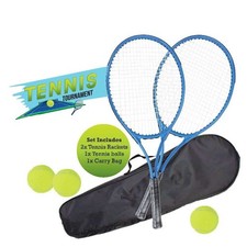 2 Player Tennis Set 2 aluminium Rackets And 3 Tennis Balls & Carry Bag