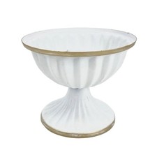 Metal Vase with Ribbed Exterior Fluted Vessel Stable for Shelves