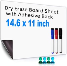 Dry Erase White Board Sheet with Adhesive Ba, 14.6" Self-Adhesive