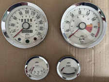 Triumph Spitfire Mk3 km/h Jaeger gauge set magnolia faces red needles SAH tacho