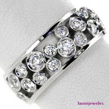 3Ct Bubble Bezel Lab-Created Diamond Men's Ring 925 Silver Eternity Wedding Band