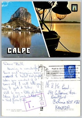 Calpe Spain Postcard 1959 Peñón de Ifach Sunset Chrome Alicante Posted