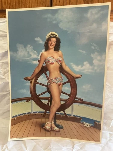1949 VINTAGE PIN UP ART. “ HOLD HER STEADY”. GLOSSY FINISH POSTER