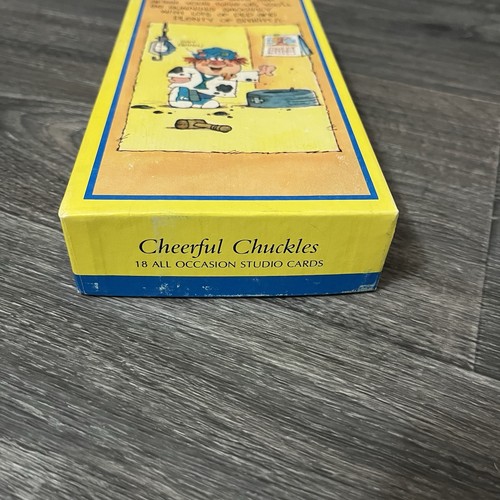 Vintage 70er Cheerful Chuckles Box mit 16 neuen verschiedenen Karten Humor mit Umschlägen USA - Bild 3 von 5
