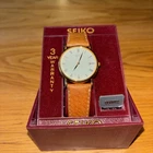 VINTAGE SEIKO 5Y39-7010 QUARTEZ DATE GOLD PLATED/ Leather Band. NOS.