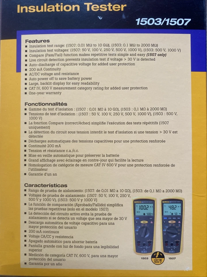 New Fluke 1503 Insulation Resistance Meter/Tester - Image 2 of 4
