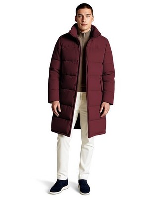 2025 Winter Cozy Red Vine Parachute Puffer Trench Coat