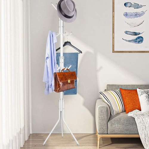 Appendiabiti Autoportante 12 Ganci Metallo Bianco Stabile Salvaspazio Design - Foto 2 di 5