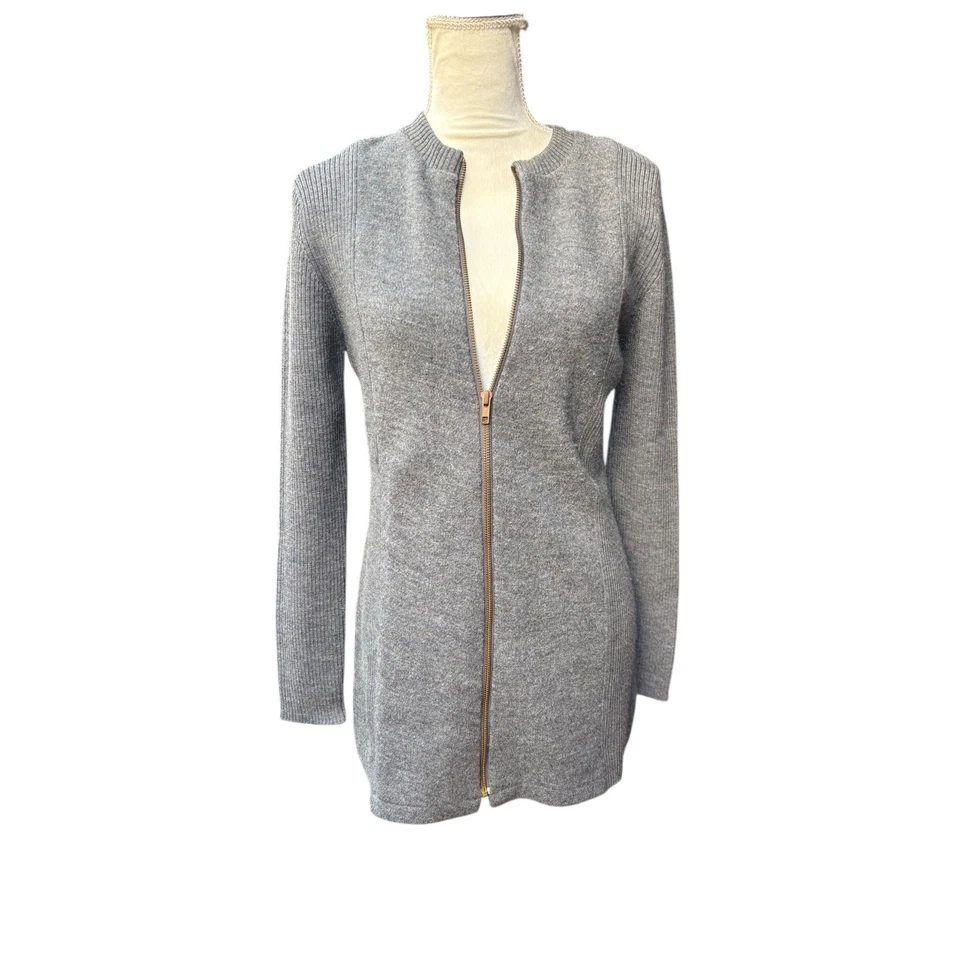 J. McLaughlin 100% Merino Wool Long Full Zip Ribbed Accent Cardigan Sweater - S - Image 2 of 4