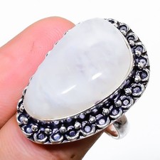 Natural Moonstone Gemstone 925 Sterling Silver Jewelry Ring Size 7 US