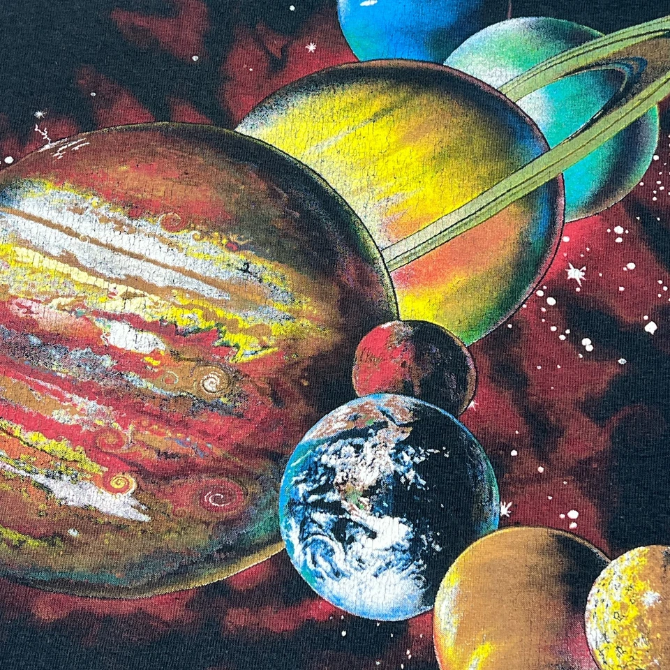 Camisa De Colección 1997 Lowell Observatory Juvenil Grande Planetas Negros Camisa Doble Cara Foto 3 de 4