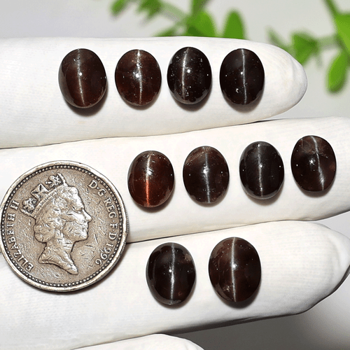 Mystic Flash ~ Lote de 10 piedras preciosas cabujón escapolita natural ojo de gato 9 mm-11 mm - Imagen 7 de 11