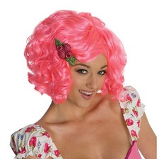 Mujer Halloween Comic Con Disfraz Fresa Pastel Corto Frambuesa Rosa Rizo Peluca