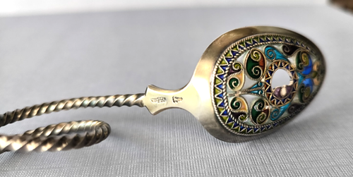Antique Norwegian David-Andersen Plique A Jour Sterling Silver Tea Caddy Spoon - Picture 7 of 8