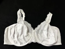 NWOT Vtg JUST MY SIZE 1210 Lace Full Coverage Unlined Underwire 44DD White Bra