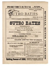 5/20/1900 SAN FRANCISCO SUTRO BATHS OLD BATHHOUSE & MUSEUM~ANTIQUE EVENT PROGRAM