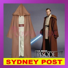 Star Wars Obi Wan Kenobi Jedi Master Knight Hooded Cloak Set Tunic Robe Costume