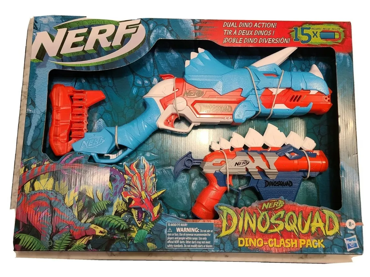 NERF DINOSQUAD DINO-CLASH PACK! Tricera-Blast & Stego - Smash 195166136752