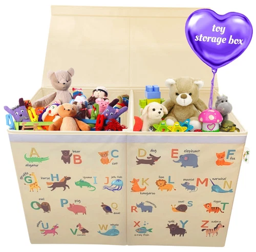 Large Toy Storage Box with Lid Sturdy Foldable for Kids Games & Toys Boys Girls