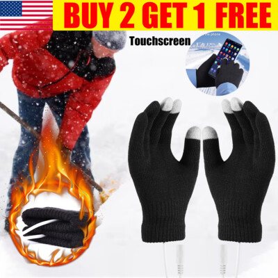 Electric USB Heated Gloves Touchscreen Knitting Hand Warmer