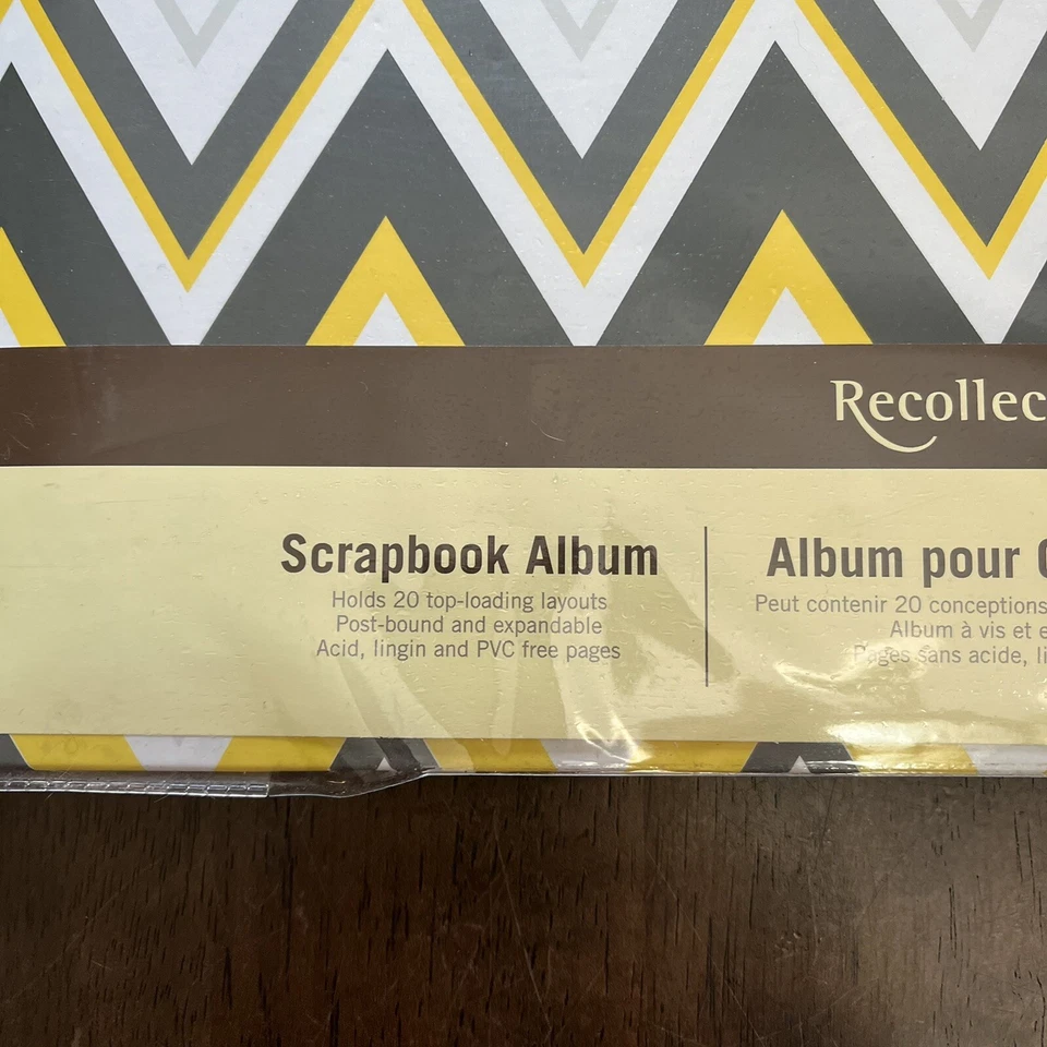 Álbum de recortes 12x12 recuerdos amarillo y gris zig zag Foto 3 de 4