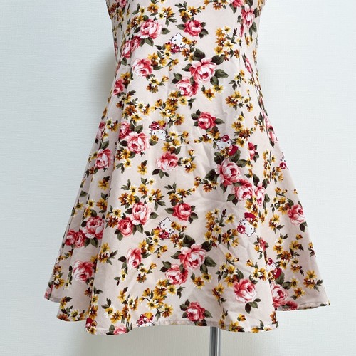 Sanrio Hello Kitty Floral Short Dress L (Approx. S) Pink Lolita Kawaii Jfashion - Picture 6 of 14