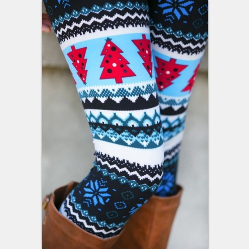 Leggins natalizio pantacollant albero di natale fiocco di neve taglia unica  sexy | eBay