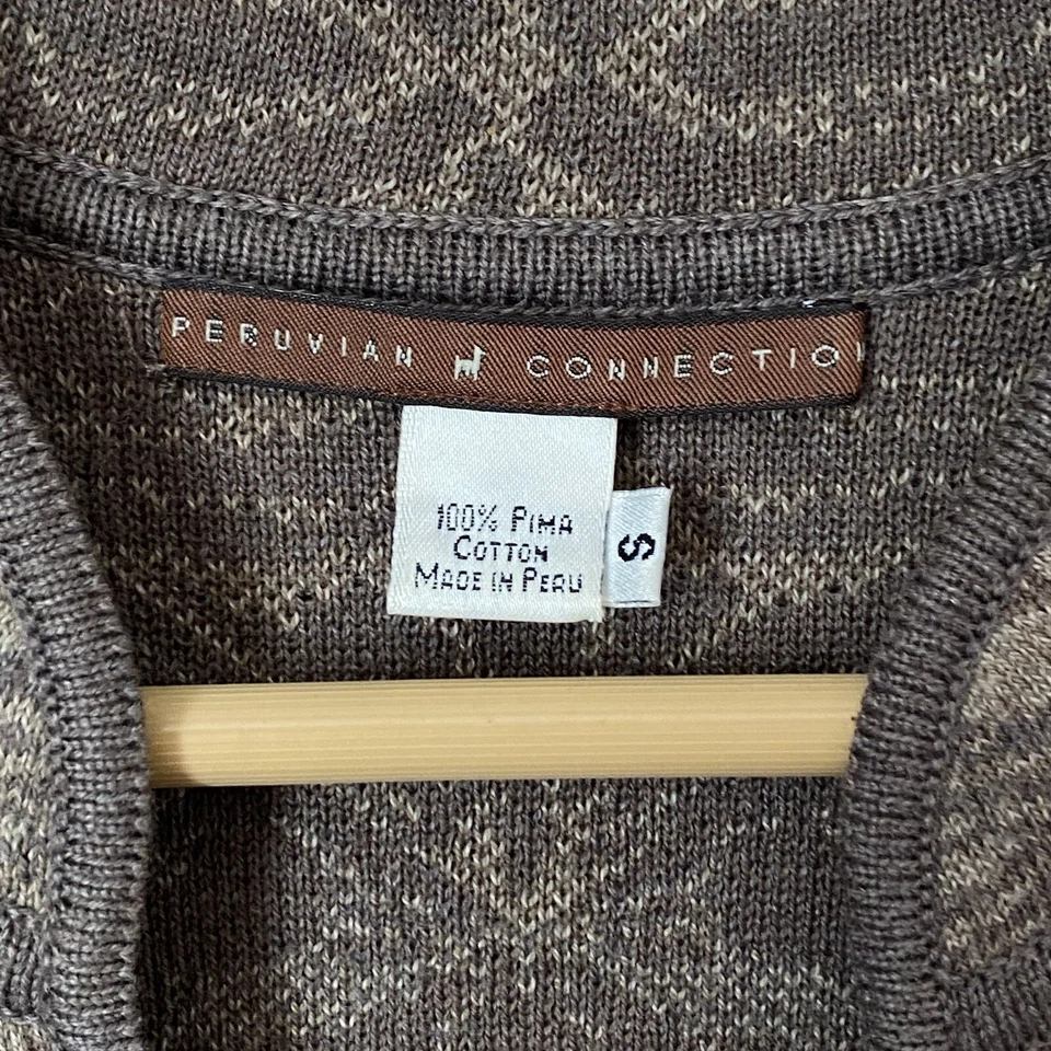 Peruvian Connection Women's Cardigan Sweater Floral Brown Pima Cotton Luxury S - Image 4 of 4
