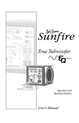 Carver Sunfire True Subwoofer EQ Manual Subwoofer EQ Owners Manual
