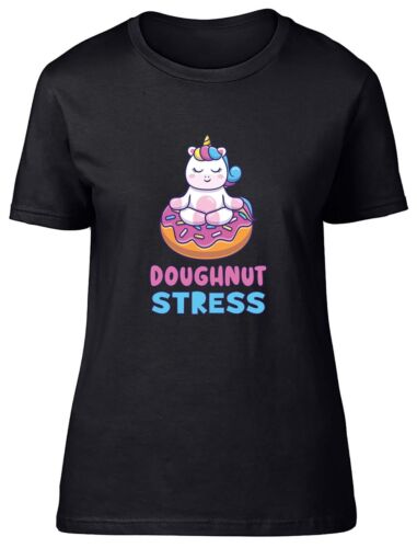Daughnut Stress Womens T-Shirt Funny Unicorn Ladies Gift Tee - Picture 1 of 8