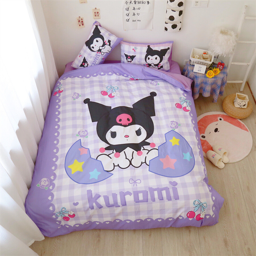 サンリオ Kuromi ベッドカバー 140cm x 205cm Kuromi Bed Sheet Bedspread Quilt Cover Pillowcase Bed