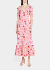 $595 Love Shack Fancy  Dress Mariata Wild Pink Rose Lace Flowers Long Size 2 NWT