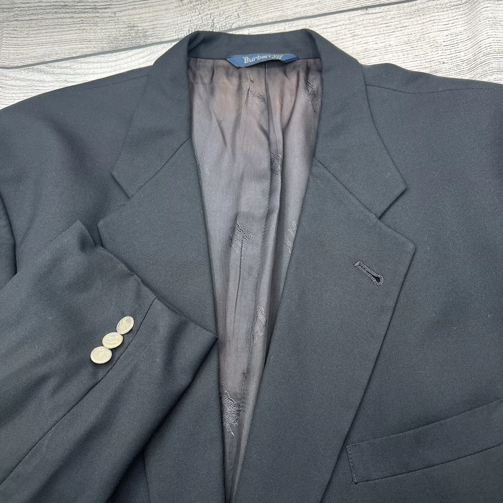 Blazer nero uomo Burberry's cappotto sportivo giacca bottoni oro taglia 46L difetti