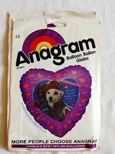 Vintage Anagram Wishbone Heart Shaped Mylar Valentines Party Balloon