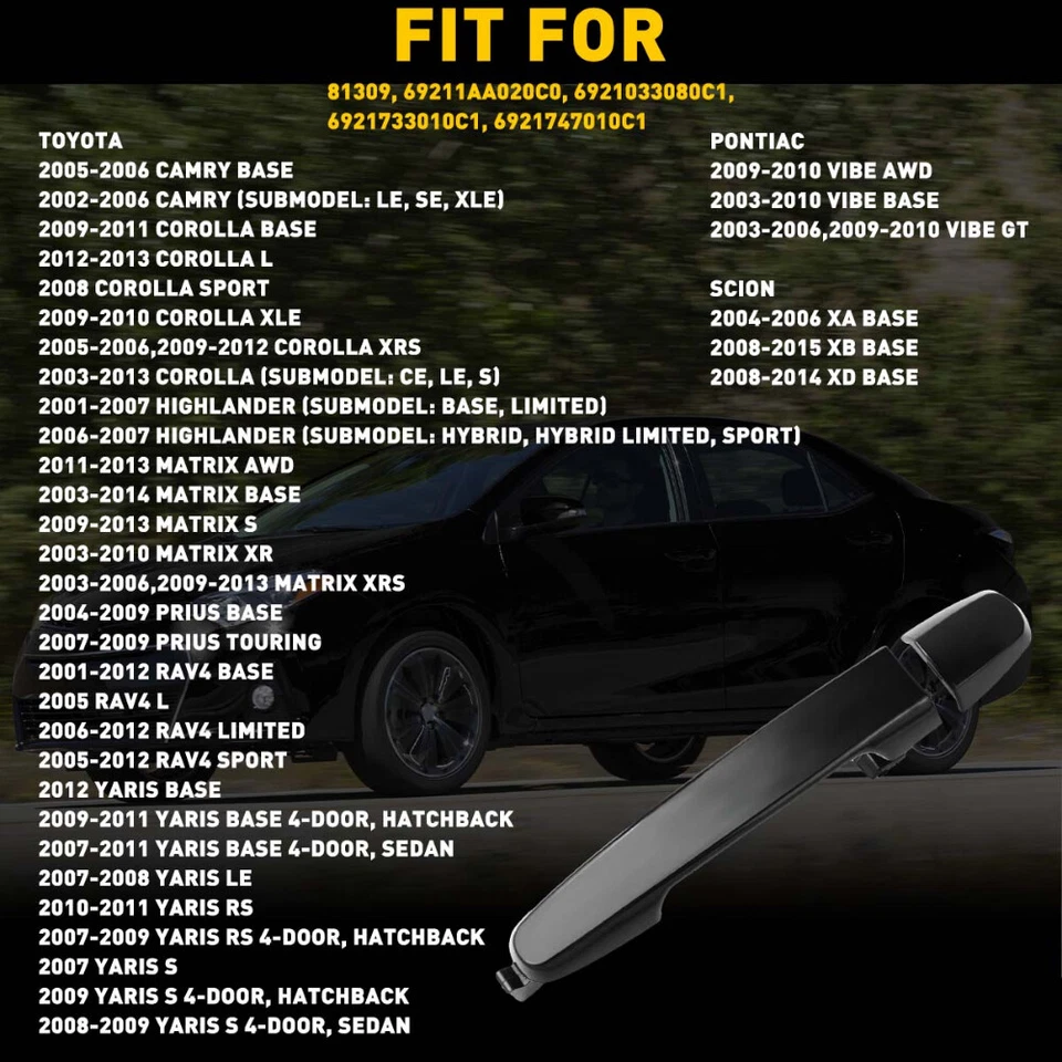 Manija de puerta exterior exterior izquierda y derecha para Toyota Camry 2002-2006 Foto 4 de 4