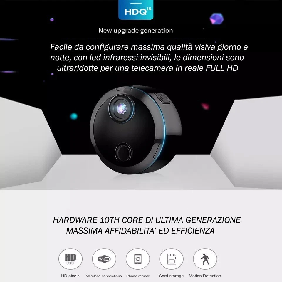 Mini Micro Microcamera Wifi infrarossi telecamera spia IP CAMERA mini telecamera - Immagine 3 di 4