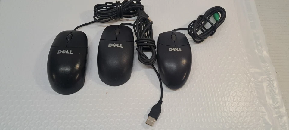LOT OF Dell 0YH933M, 0X7636, 6U220 Wired Mechanical Ball Wheel Mouse Black - Image 4 of 4