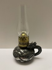 Antique 19th C Derby Silver Co. Asian Dragon Silverplated Cigar Lamp Light