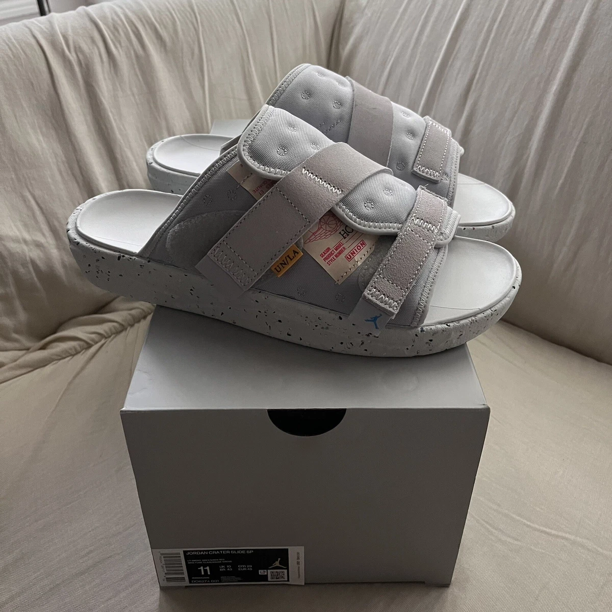 union x jordan crater slide sp smoke grey - new size 11 ships asap