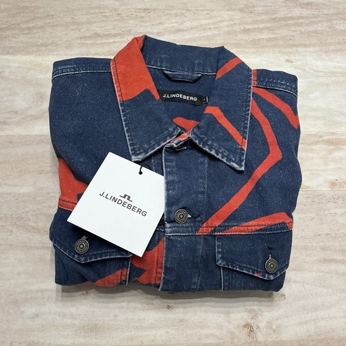 NWT J. Lindeberg Jad Printed Stars Denim Jean Jacket Sz L - Picture 8 of 9