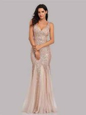 Plus Size V Neck Mermaid Dress With Shawl Long Prom Gown Sequins Sleeveless Robe