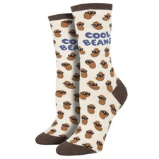 Socksmith Women's Crew Socks Cool Beans Off White Novelty Footwear