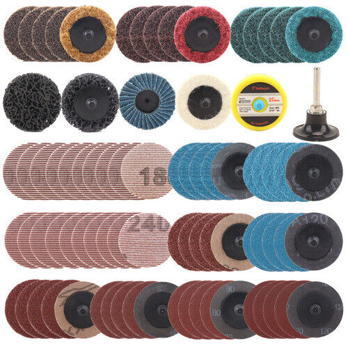 81PC 50mm Cleaning Conditioning Roll Lock Surface Polishing Sanding Discs - Photo 1 sur 7