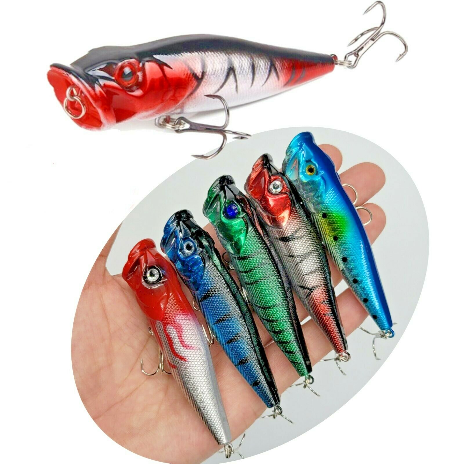 Frog Fishing Lures 3/5 PCS Lot Soft Top Water Crankbait Bass Trout Frogs  popper8