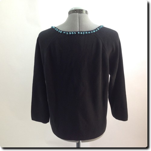 Designer Originals Pullover schwarz V-Ausschnitt mit blauen Steinen xl - Bild 3 von 4