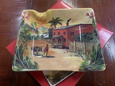 J.C. Newman Cigar Co. BRICK HOUSE Ceramic Dual Cigar 7" Ashtray NEW W/ BOX