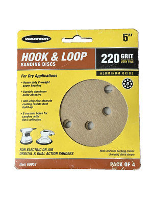 2 PK Warrior Hook & Loop 5  Sanding Disc 220 Grit Very Fine READ