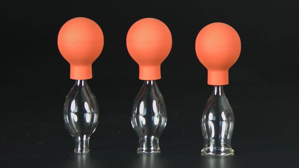 LAUSCHAER GLAS 3-piece cupping set 10-20 mm with ball, cupping glass, cupping glasses original Lauscha glass