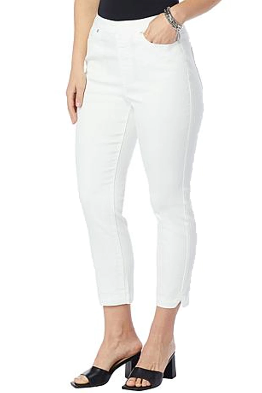 DG2 By Diane Gilman New Classic Split Hem Pull-On Capri White